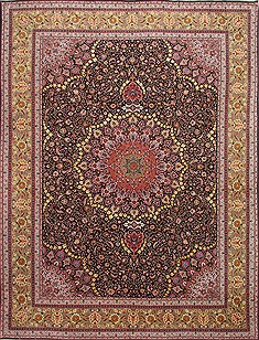 Persian Tabriz Beige Rectangle 10x13 ft Wool Carpet 29194