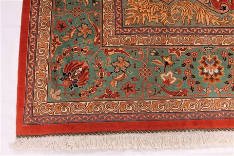 Tabriz Green Hand Knotted 910 X 130 Area Rug 254-29198 Image 1