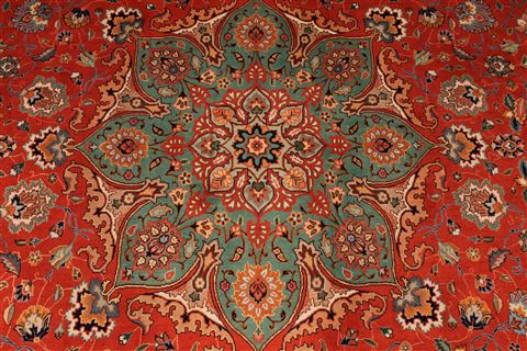 Tabriz Green Hand Knotted 910 X 130 Area Rug 254-29198 Image 2