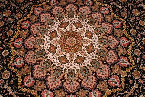 Tabriz Black Hand Knotted 98 X 130 Area Rug 254-29199 Image 6