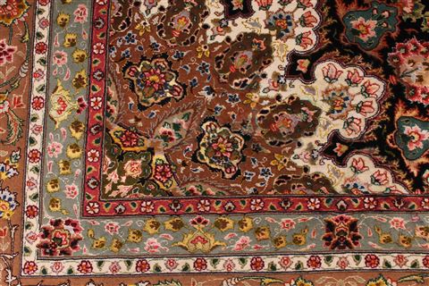 Tabriz Black Hand Knotted 98 X 130 Area Rug 254-29199 Image 8