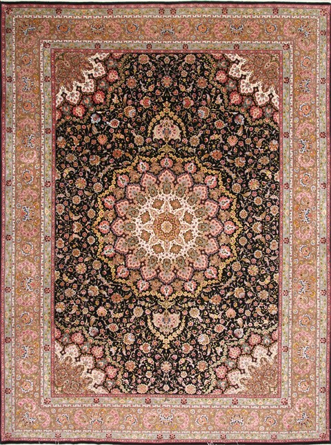 Tabriz Black Hand Knotted 98 X 130 Area Rug 254-29199 Image 0