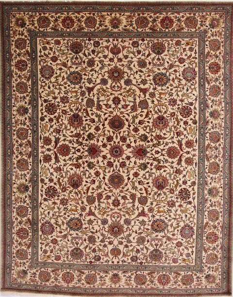 Tabriz Beige Hand Knotted 910 X 1210 Area Rug 254-29205 Image 0