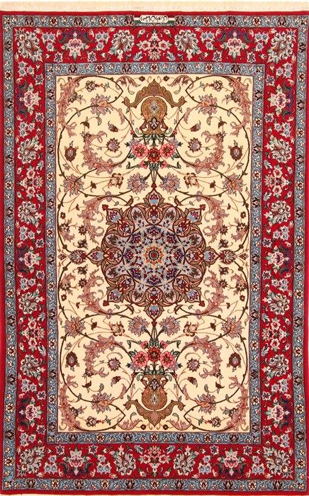 Isfahan Beige Hand Knotted 37 X 58 Area Rug 254-29206 Image 0