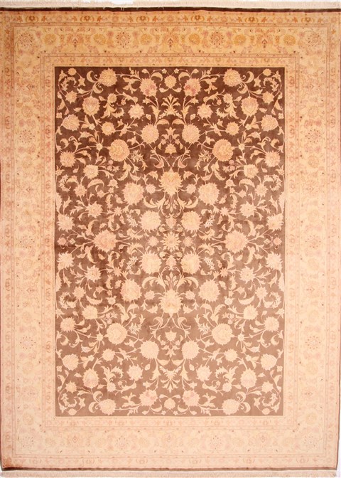 Tabriz Beige Hand Knotted 98 X 131 Area Rug 254-29213 Image 0