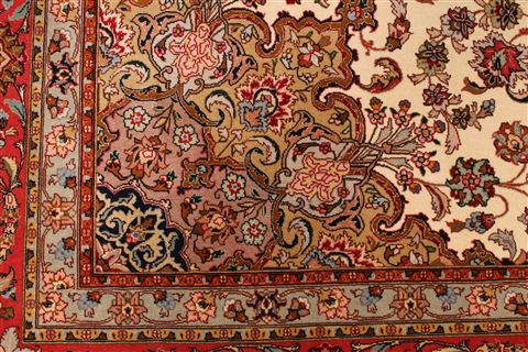 Tabriz Beige Hand Knotted 84 X 117 Area Rug 254-29217 Image 1