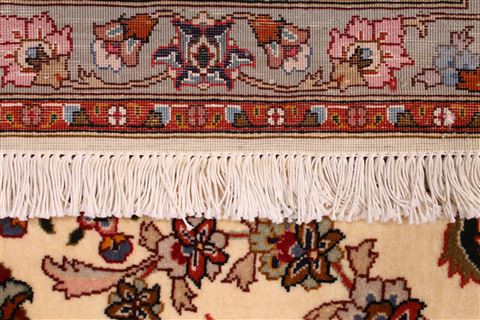 Tabriz Beige Hand Knotted 84 X 117 Area Rug 254-29217 Image 3
