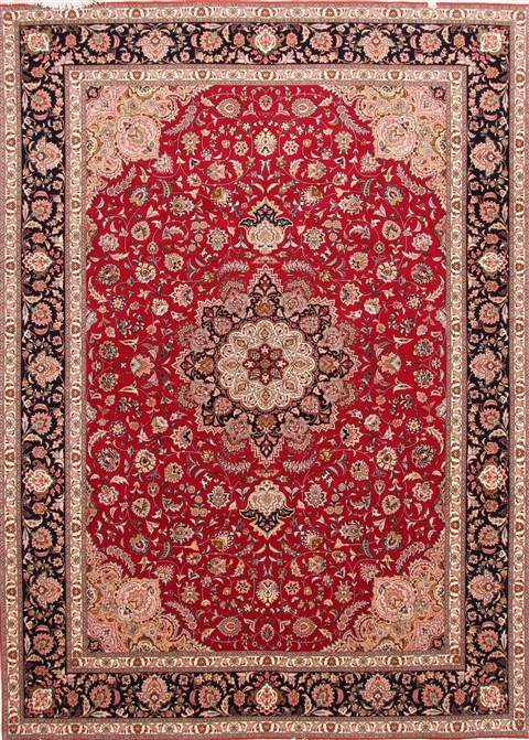 Tabriz Blue Hand Knotted 81 X 114 Area Rug 254-29223 Image 0
