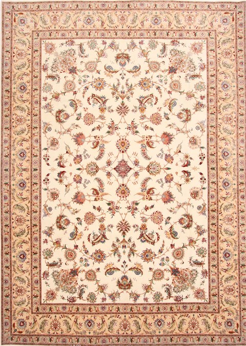 Tabriz Beige Hand Knotted 83 X 118 Area Rug 254-29224 Image 0
