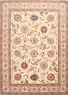 Tabriz Beige Hand Knotted 8'4" X 11'7"  Area Rug 254-29225