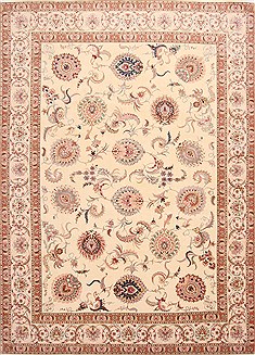 Tabriz Beige Hand Knotted 8'4" X 11'7"  Area Rug 254-29225