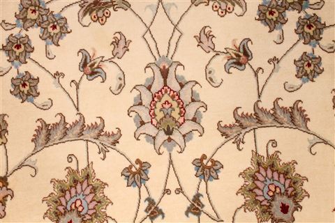 Tabriz Beige Hand Knotted 86 X 119 Area Rug 254-29227 Image 1