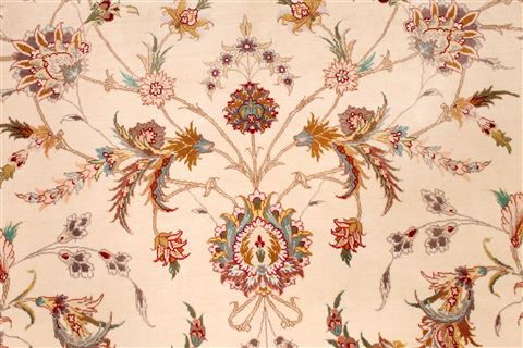 Tabriz Beige Hand Knotted 82 X 119 Area Rug 254-29228 Image 1