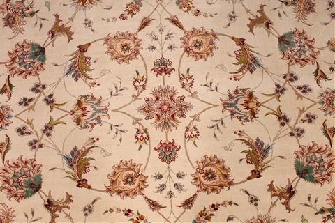 Tabriz Beige Hand Knotted 82 X 119 Area Rug 254-29228 Image 7