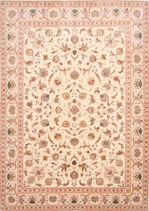 Tabriz Beige Hand Knotted 82 X 119 Area Rug 254-29228 Image 0