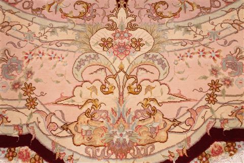Tabriz Beige Oval Hand Knotted 84 X 123 Area Rug 254-29229 Image 1