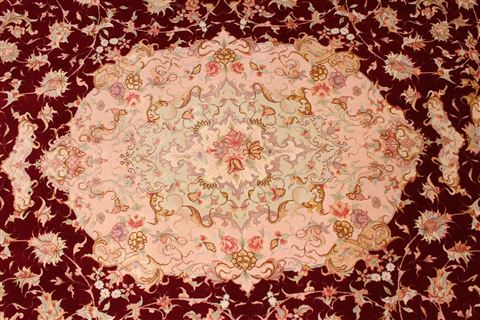 Tabriz Beige Oval Hand Knotted 84 X 123 Area Rug 254-29229 Image 5