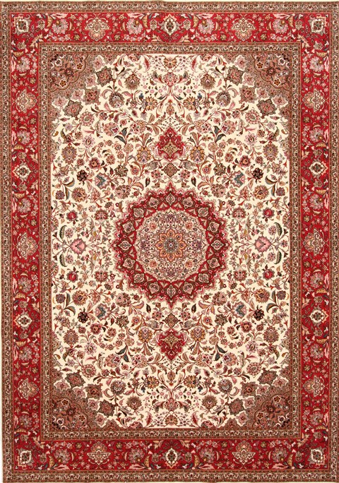 Tabriz Beige Hand Knotted 80 X 116 Area Rug 254-29236 Image 0