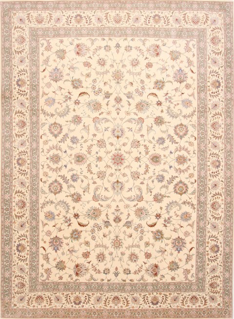 Tabriz Green Hand Knotted 82 X 113 Area Rug 254-29239 Image 0