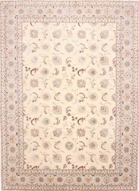 Tabriz Beige Hand Knotted 83 X 118 Area Rug 254-29240 Image 0