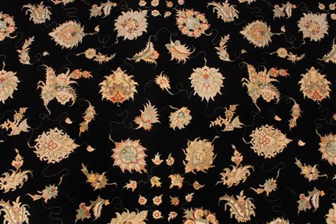 Tabriz Black Hand Knotted 83 X 114 Area Rug 254-29251 Image 7