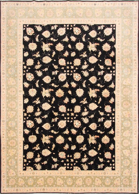 Tabriz Black Hand Knotted 83 X 114 Area Rug 254-29251 Image 0