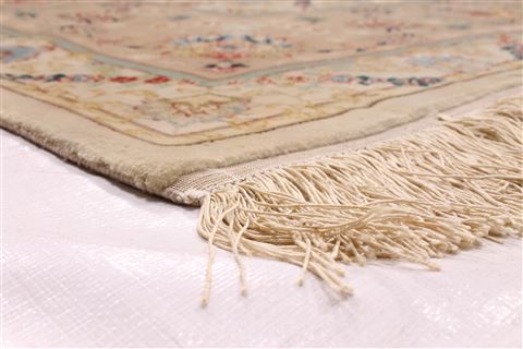 Tabriz Beige Hand Knotted 113 X 159 Area Rug 254-29257 Image 4