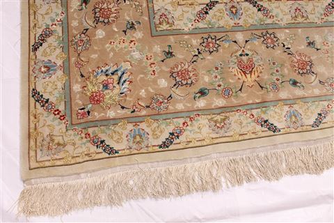 Tabriz Beige Hand Knotted 113 X 159 Area Rug 254-29257 Image 5