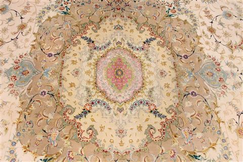 Tabriz Beige Hand Knotted 113 X 159 Area Rug 254-29257 Image 6