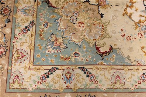 Tabriz Beige Hand Knotted 113 X 159 Area Rug 254-29257 Image 8