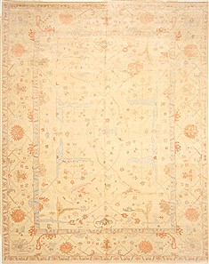Turkish Oushak Beige Rectangle 12x15 ft Wool Carpet 29268
