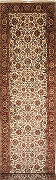 Indian Agra Beige Runner 21 to 25 ft Wool Carpet 29269