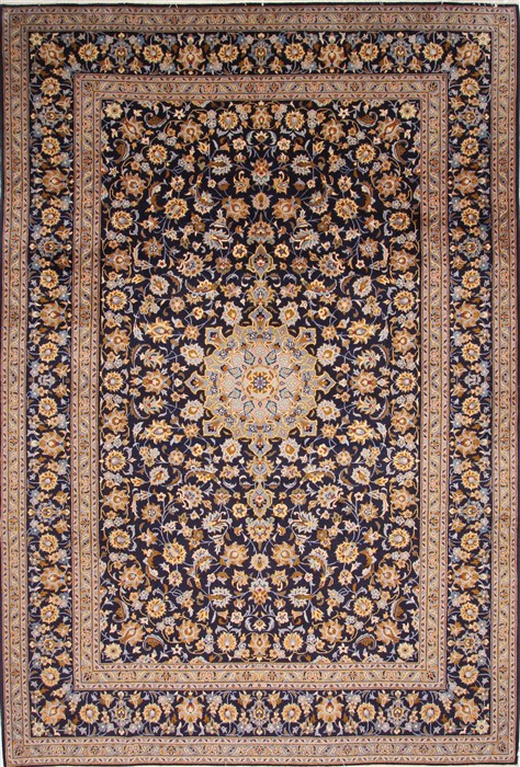 Kashan Beige Hand Knotted 90 X 131 Area Rug 254-29299 Image 0