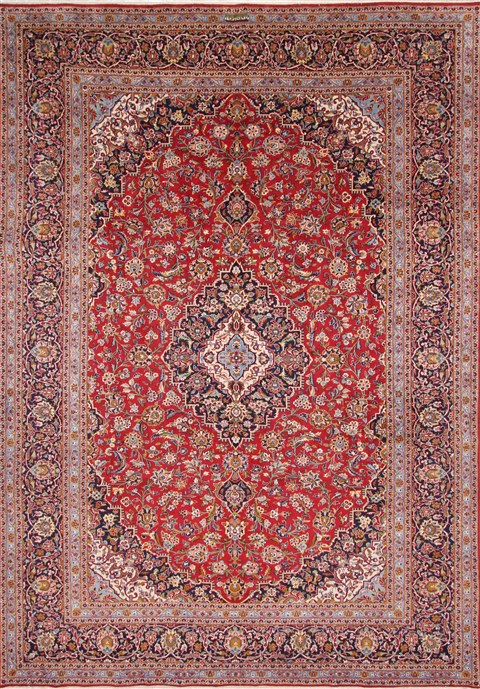 Kashan Red Hand Knotted 93 X 130 Area Rug 254-29309 Image 0