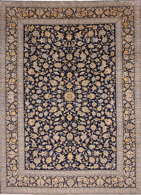 Kashan Beige Hand Knotted 97 X 130  Area Rug 254-29313 Image 0