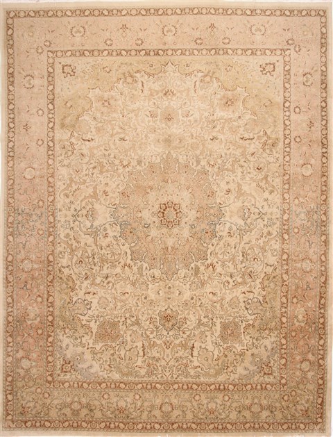 Tabriz Beige Hand Knotted 96 X 129 Area Rug 254-29316 Image 0