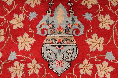 Kashan Red Hand Knotted 100 X 143 Area Rug 254-29318 Image 1