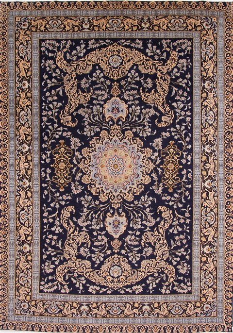Kashan Beige Hand Knotted 94 X 133  Area Rug 254-29321 Image 0