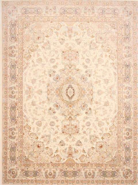 Tabriz Beige Hand Knotted 910 X 135 Area Rug 254-29342 Image 0