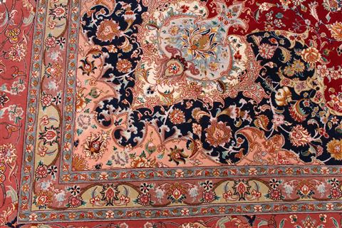 Tabriz Blue Hand Knotted 100 X 132 Area Rug 254-29346 Image 1