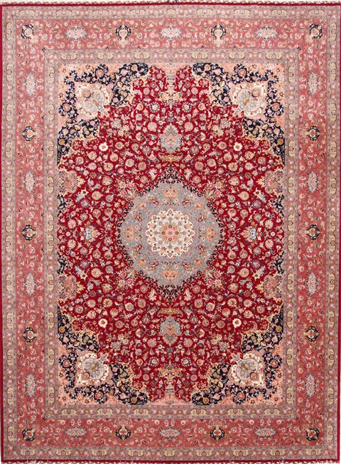 Tabriz Blue Hand Knotted 100 X 132 Area Rug 254-29346 Image 0