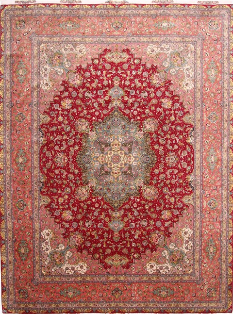 Tabriz Beige Hand Knotted 100 X 130 Area Rug 254-29348 Image 0