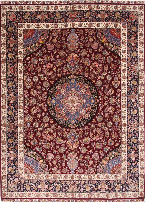 Persian Tabriz Blue Rectangle 10x13 ft Wool Carpet 29358 ...