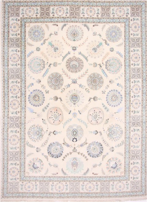 Tabriz White Hand Knotted 99 X 132 Area Rug 254-29363 Image 0