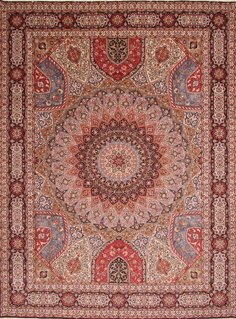 Tabriz Green Hand Knotted 100 X 134  Area Rug 254-29364 Image 0