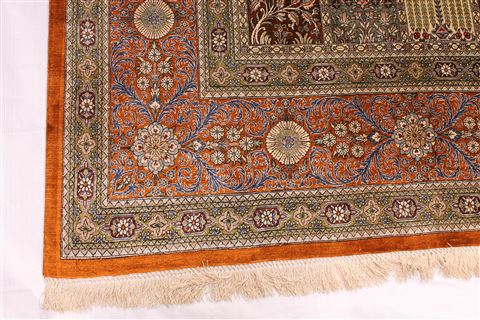 Qum Green Hand Knotted 99 X 132 Area Rug 254-29367 Image 2