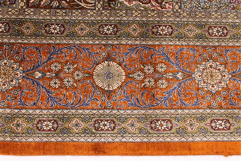 Qum Green Hand Knotted 99 X 132 Area Rug 254-29367 Image 4