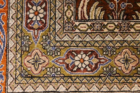 Qum Green Hand Knotted 99 X 132 Area Rug 254-29367 Image 5