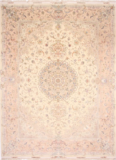Tabriz Beige Hand Knotted 910 X 136 Area Rug 254-29368 Image 0