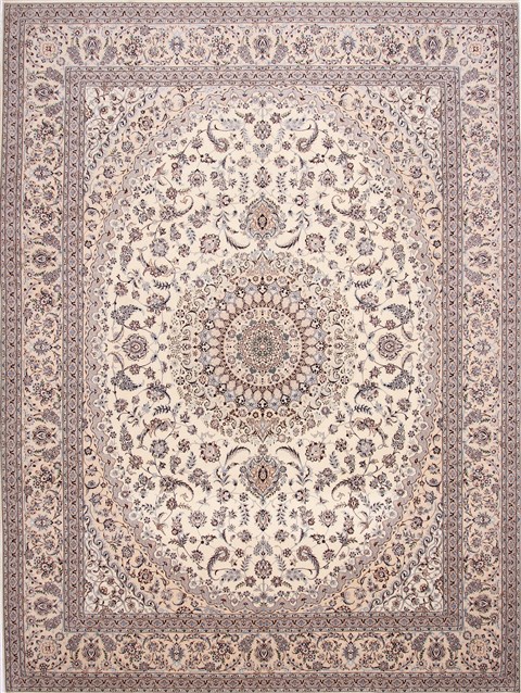 Nain Beige Hand Knotted 103 X 136 Area Rug 254-29369 Image 0